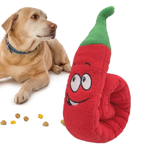 Lueear Futtermatte für Hunde, Schnüffelmatte für Hunde - Polar Fleece Puzzle Chili Form Futtermatte | Tragbares Leckerli-Spielzeug für Hunde, langsamer Futterspender, maschinenwaschbar, von Lueear