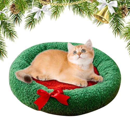 Lueear Katzenkissen | Weihnachts-Hundebett Kätzchenhaus Kissen | Bequeme Katzen-Schlafmatte, weiches rundes Haustierkissen für Katzen oder kleine Hunde von Lueear