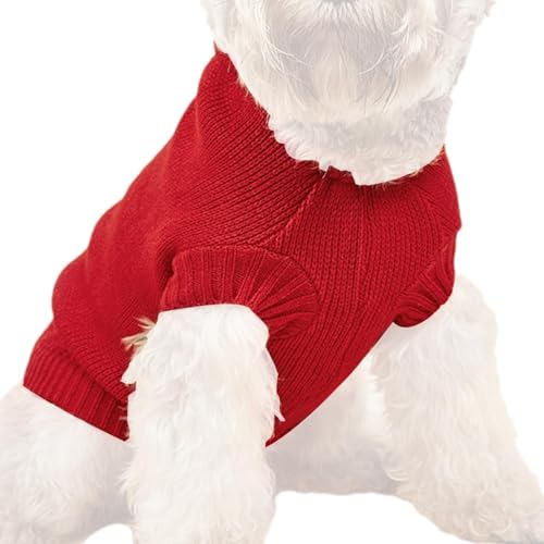 Lueear Weihnachtspullover für Welpen, warme Strickwaren mit Mütze und Weihnachtsbaum-Muster, Haustierpullover, Urlaubs-Hundekleidung, Haustierkleidung von Lueear