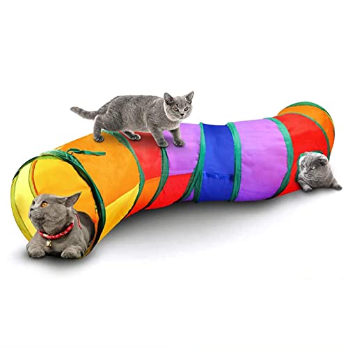 Lufodon 20Pcs Rainbow Tunnel and Interactive Cat Teaser Toys Set, Stick Mouse for Relieving Boredom and Enhancing Play von Lufodon