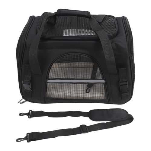 Lufodon Atmungsaktive Netz-Haustiertrage, tragbare Hundetrage mit großer Kapazität für kleine Hunde, Welpen und Katzen, für Reisen, Camping und Einkaufen. (Black) von Lufodon