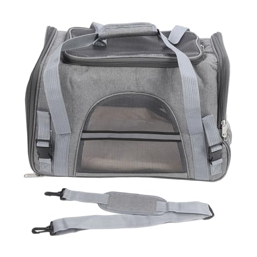 Lufodon Atmungsaktive Netz-Haustiertrage, tragbare Hundetrage mit großer Kapazität für kleine Hunde, Welpen und Katzen, für Reisen, Camping und Einkaufen. (Grey) von Lufodon