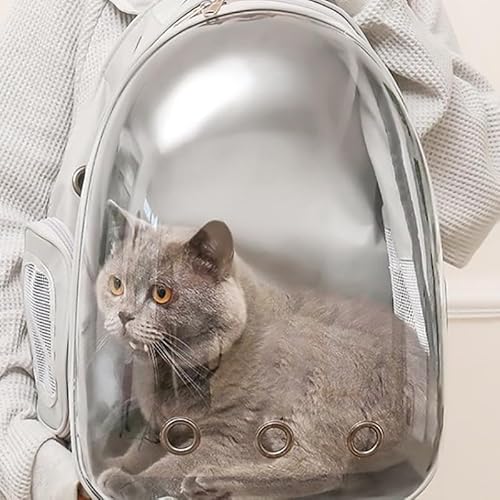 Lufodon Belüfteter, transparenter, wasserdichter Katzenrucksack, tragbarer Katzen-Raumkapsel-Rucksack für Katzen und Kätzchen, für Welpenutensilien und Flugreisen. von Lufodon