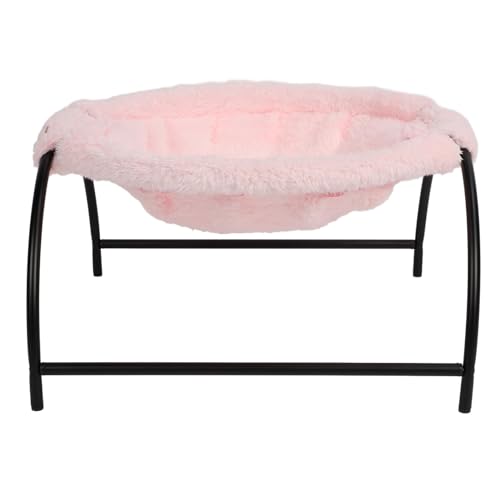 Lufodon Black Breathable Mesh Elevated Cat Hammock Bed, Sturdy Metal Frame, Easy Assembly, 45x30x4cm, Indoor Pet Bed (Plush Style Pink) von Lufodon