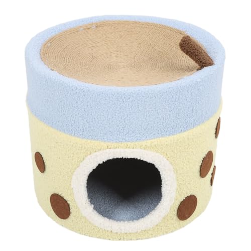 Lufodon Cat House with Sisal Scratch Pad Barrel Shaped Pet House Cat Hideout Condos Covered Cat Cave for Indoor (Monoschicht) von Lufodon