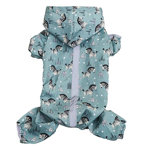 Lufodon Dog Raincoats Hooded Waterproof 4 Legs with Reflective Strip Stylish Pattern (L) von Lufodon