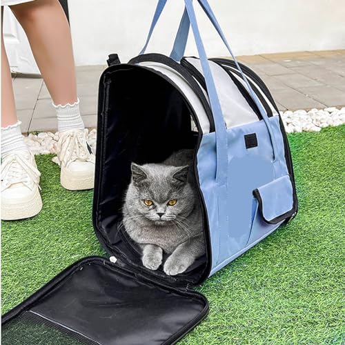 Lufodon Haustier, große Kapazität, atmungsaktiv, tragbar, für kleine Tiere, Katzen, Hunde, Tragetasche, Handtasche für den Außenbereich (Himmelblau) von Lufodon