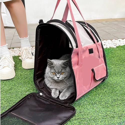 Lufodon Haustier, große Kapazität, atmungsaktiv, tragbar, für kleine Tiere, Katzen, Hunde, Tragetasche, Handtasche für den Außenbereich (Rosa) von Lufodon