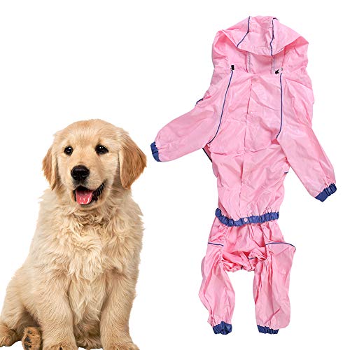 Lufodon PU Pink Pet Four Feet Wasserdichter, regenfester Regenmantel mit Kapuze, Mantel, Jacke, Kleidung für Hunde und Katzen (16) von Lufodon