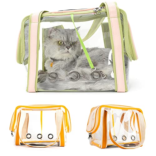 Lufodon Premium Haustier-Tragetasche, weicher, stilvoller Katzenrucksack mit transparentem PVC-Panel, Netz-Reißverschlussabdeckung und komfortablem Design für Katzen, kleine (Grün) von Lufodon