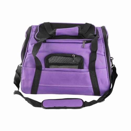 Lufodon Tragbare, atmungsaktive Transportbox für Haustiere, Bequeme Reisetasche mit verstellbarem Schultergurt für Katzen und Hunde, ideal für von der Fluggesellschaft zugelassene (Purple) von Lufodon