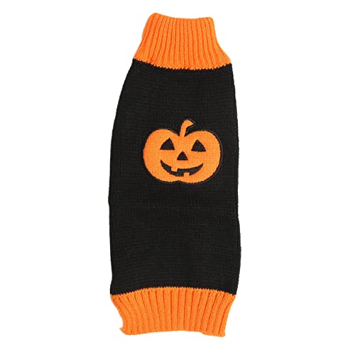 Lufodon Warmer, dehnbarer Kürbis-Haustierpullover mit hohem Kragen für Halloween, süße Kleidung für Hunde und Katzen im und Winter (XS) von Lufodon