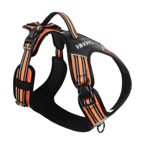 Hundegeschirr mit Griff, taktisch für große Hunde, kein Ziehen, verstellbar, reflektierend, Militär-Hundeweste, Geschirre zum Spazierengehen, Wandern (Orange, XL) von Luhuanx