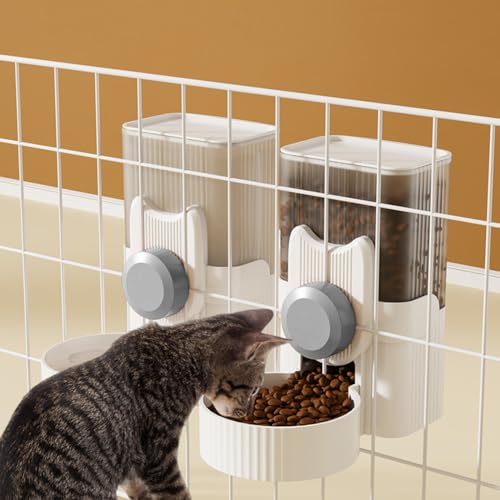 Luismia Automatischer Futter-/Wasserspender zum Aufhängen, abnehmbarer automatischer Schwerkraft-Futterspender und Bewässerungs-Set, 1 l, für Welpen, Katzen, Frettchen, Kaninchen, Meerschweinchen, von Luismia