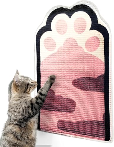 Lukamoo® Kratzmatte für Katzen, 61 x 40,6 cm, Wandmontage, Kratzbaum für Indoor-Katzen (rosa Pfoten) von Lukamoo