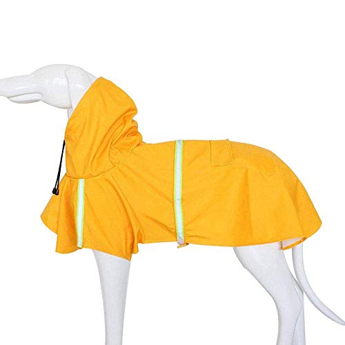 Lukasz Regenmantel für Hunde, wasserdicht, leicht, wasserdicht, Poncho gegen Regen, für Hunde, mit reflektierendem Band für kleine mittelgroße und große Hunde (gelb) XL von Lukasz