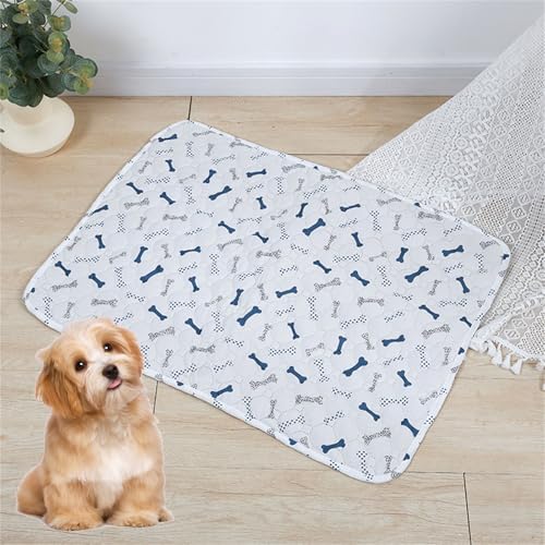 Lukery 2 Stück Wickelunterlage Waschbar für Hunde, Welpenunterlagen Wiederverwendbare Matten Trainingspads für Hunde Schnell Absorbierend (M(60 * 45cm),Knochen-Muster) von Lukery