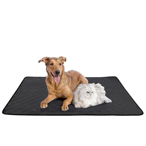 Lukery 2 Stück Wickelunterlage Waschbar für Hunde, Welpenunterlagen Wiederverwendbare Matten Trainingspads für Hunde Schnell Absorbierend für Laufstall/Autositz/Sofa (L(70 * 100cm),Schwarz) von Lukery