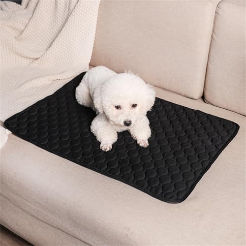 Lukery 2 Stück Wickelunterlage Waschbar für Hunde, Welpenunterlagen Wiederverwendbare Matten Trainingspads für Hunde Schnell Absorbierend für Laufstall/Autositz/Sofa (L(70 * 50cm),Schwarz) von Lukery