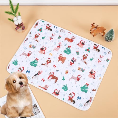 Lukery 2 Stück Wickelunterlage Waschbar für Hunde, Welpenunterlagen Wiederverwendbare Matten Trainingspads für Hunde Schnell Absorbierend für Laufstall/Autositz/Sofa (XL,Weihnachtshunde) von Lukery