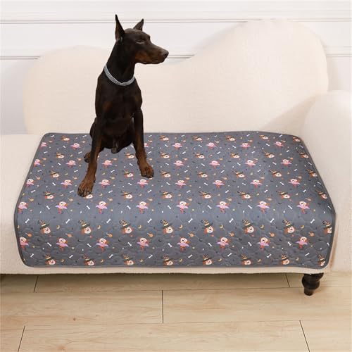 Lukery 2 Stück Wickelunterlage Waschbar für Hunde, Welpenunterlagen Wiederverwendbare Matten Trainingspads für Hunde Schnell Absorbierend für Laufstall/Autositz (L(70 * 50cm),Halloween) von Lukery