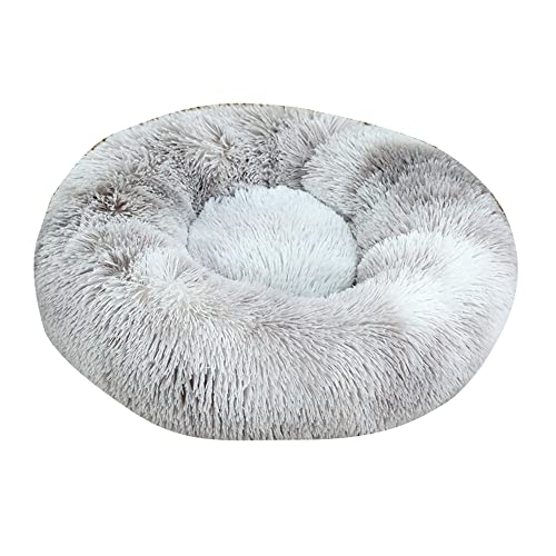 Lukery Hundebett Katzenbett Flauschig Rund aus Plüsch, Kuscheliges Donut Hundekissen und Katzenkissen Weiches Plüsch Hundeliege für Kleine, Mittelgroße und Große Haustiere (110CM,Grau) von Lukery