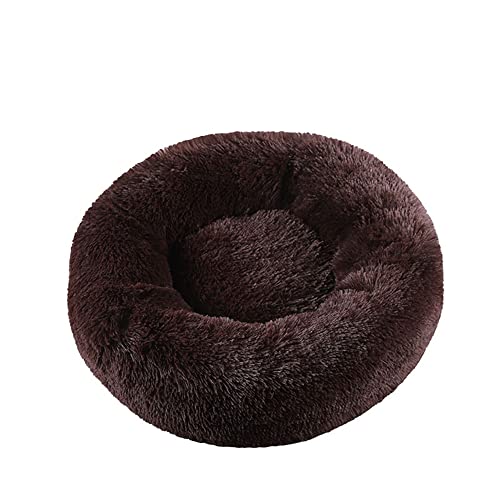 Lukery Hundebett Katzenbett Flauschig Rund aus Plüsch, Kuscheliges Donut Hundekissen und Katzenkissen Weiches Plüsch Hundeliege für Kleine, Mittelgroße und Große Haustiere (110CM,Kaffee) von Lukery