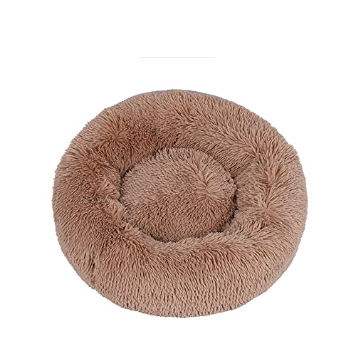 Lukery Hundebett Katzenbett Flauschig Rund aus Plüsch, Kuscheliges Donut Hundekissen und Katzenkissen Weiches Plüsch Hundeliege für Kleine, Mittelgroße und Große Haustiere (110CM,Khaki) von Lukery