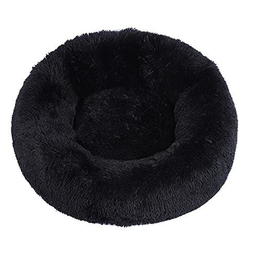 Lukery Hundebett Katzenbett Flauschig Rund aus Plüsch, Kuscheliges Donut Hundekissen und Katzenkissen Weiches Plüsch Hundeliege für Kleine, Mittelgroße und Große Haustiere (110CM,Schwarz) von Lukery