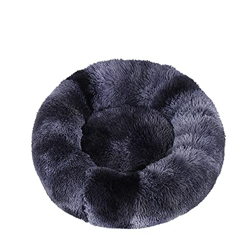 Lukery Hundebett Katzenbett Flauschig Rund aus Plüsch, Kuscheliges Donut Hundekissen und Katzenkissen Weiches Plüsch Hundeliege für Kleine, Mittelgroße und Große Haustiere (110CM,Tie-dye dunkelgrau) von Lukery