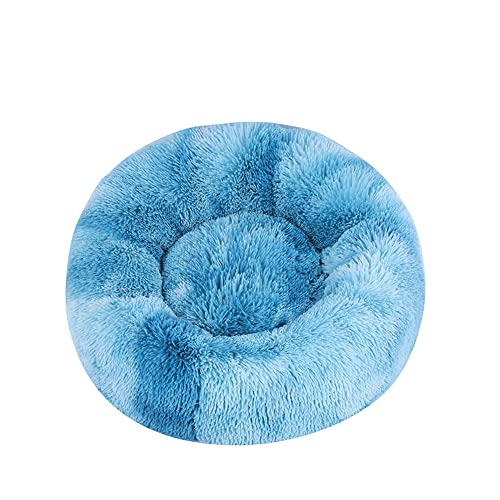 Lukery Hundebett Katzenbett Flauschig Rund aus Plüsch, Kuscheliges Donut Hundekissen und Katzenkissen Weiches Plüsch Hundeliege für Kleine, Mittelgroße und Große Haustiere (110CM,Tie-dye Dark Blue) von Lukery