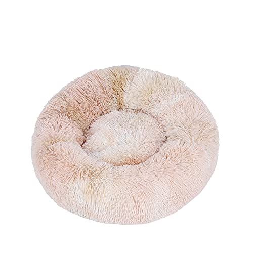 Lukery Hundebett Katzenbett Flauschig Rund aus Plüsch, Kuscheliges Donut Hundekissen und Katzenkissen Weiches Plüsch Hundeliege für Kleine, Mittelgroße und Große Haustiere (110CM,Tie-dye beige) von Lukery