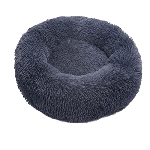 Lukery Hundebett Katzenbett Flauschig Rund aus Plüsch, Kuscheliges Donut Hundekissen und Katzenkissen Weiches Plüsch Hundeliege für Kleine, Mittelgroße und Große Haustiere (110CM,dunkelgrau) von Lukery