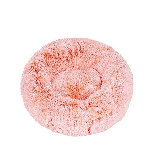 Lukery Hundebett Katzenbett Flauschig Rund aus Plüsch, Kuscheliges Donut Hundekissen und Katzenkissen Weiches Plüsch Hundeliege für Kleine, Mittelgroße und Große Haustiere (40CM,Farbverlauf orange) von Lukery