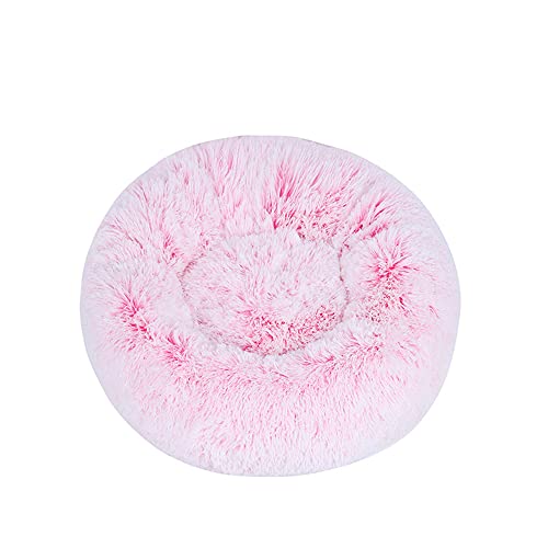 Lukery Hundebett Katzenbett Flauschig Rund aus Plüsch, Kuscheliges Donut Hundekissen und Katzenkissen Weiches Plüsch Hundeliege für Kleine, Mittelgroße und Große Haustiere (40CM,Farbverlauf rosa) von Lukery