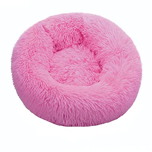 Lukery Hundebett Katzenbett Flauschig Rund aus Plüsch, Kuscheliges Donut Hundekissen und Katzenkissen Weiches Plüsch Hundeliege für Kleine, Mittelgroße und Große Haustiere (40CM,Leuchtendes Rosa) von Lukery