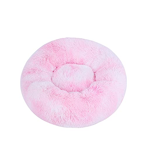 Lukery Hundebett Katzenbett Flauschig Rund aus Plüsch, Kuscheliges Donut Hundekissen und Katzenkissen Weiches Plüsch Hundeliege für Kleine, Mittelgroße und Große Haustiere (40CM,Tie-dye rosa) von Lukery