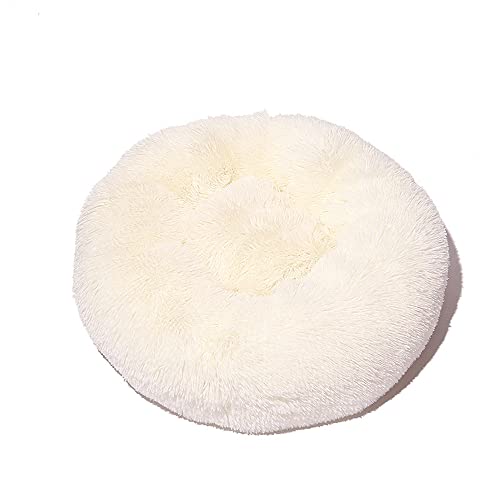 Lukery Hundebett Katzenbett Flauschig Rund aus Plüsch, Kuscheliges Donut Hundekissen und Katzenkissen Weiches Plüsch Hundeliege für Kleine, Mittelgroße und Große Haustiere (50CM,Creme) von Lukery