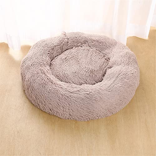 Lukery Hundebett Katzenbett Flauschig Rund aus Plüsch, Kuscheliges Donut Hundekissen und Katzenkissen Weiches Plüsch Hundeliege für Kleine, Mittelgroße und Große Haustiere (50CM,Khaki) von Lukery