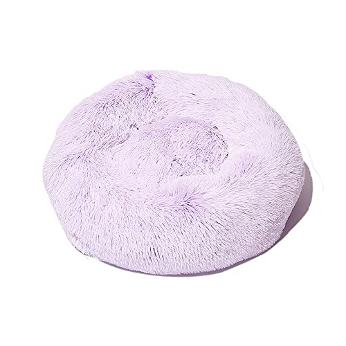 Lukery Hundebett Katzenbett Flauschig Rund aus Plüsch, Kuscheliges Donut Hundekissen und Katzenkissen Weiches Plüsch Hundeliege für Kleine, Mittelgroße und Große Haustiere (50CM,Violett) von Lukery