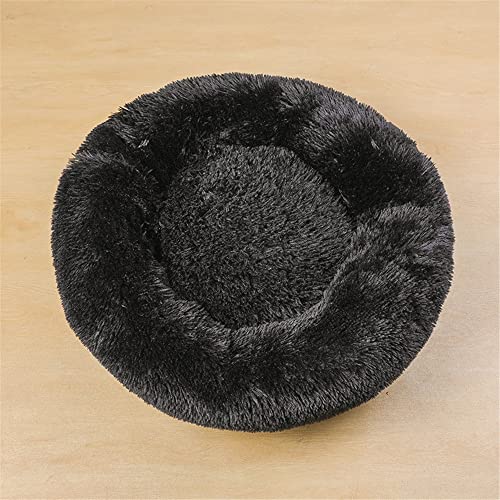 Lukery Hundebett Katzenbett Flauschig Rund aus Plüsch, Kuscheliges Donut Hundekissen und Katzenkissen Weiches Plüsch Hundeliege für Kleine, Mittelgroße und Große Haustiere (50CM,schwarz) von Lukery