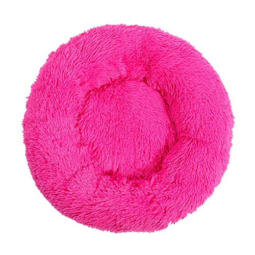 Lukery Hundebett Katzenbett Flauschig Rund aus Plüsch, Kuscheliges Donut Hundekissen und Katzenkissen Weiches Plüsch Hundeliege für Kleine, Mittelgroße und Große Haustiere (60CM,Rose) von Lukery