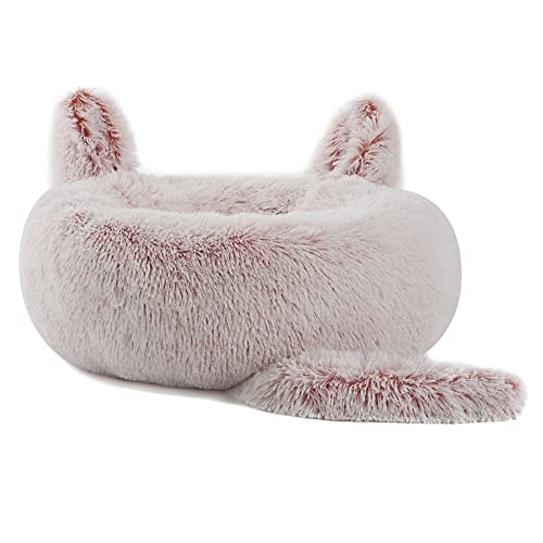 Lukery Hundebett Katzenbett Flauschig Rund aus Plüsch, Kuscheliges Donut Hundekissen und Katzenkissen Weiches Plüsch Hundeliege für Kleine, Mittelgroße und Große Haustiere (70CM,Hellrosa) von Lukery