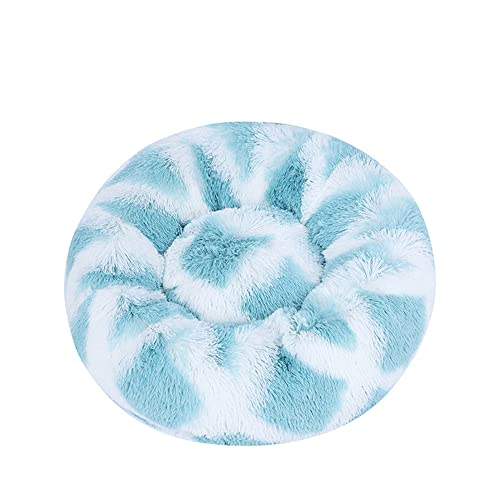 Lukery Hundebett Katzenbett Flauschig Rund aus Plüsch, Kuscheliges Donut Hundekissen und Katzenkissen Weiches Plüsch Hundeliege für Kleine, Mittelgroße und Große Haustiere (70CM,Weiß-blau) von Lukery