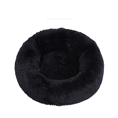 Lukery Hundebett Katzenbett Flauschig Rund aus Plüsch, Kuscheliges Donut Hundekissen und Katzenkissen Weiches Plüsch Hundeliege für Kleine, Mittelgroße und Große Haustiere (70CM,schwarz) von Lukery