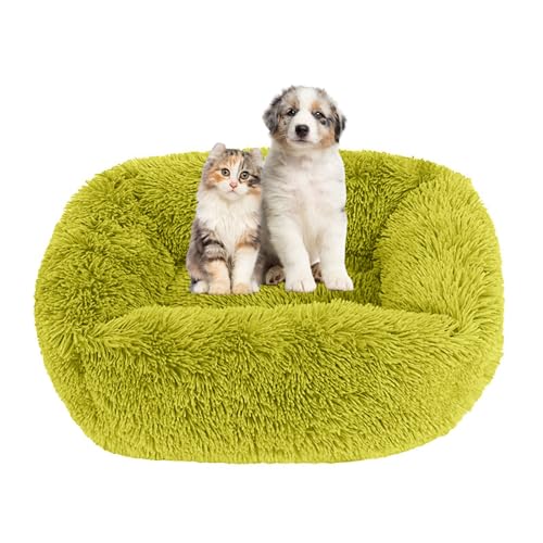 Lukery Hundebett Katzenbett Flauschig Rund aus Plüsch, Kuscheliges Donut Hundekissen und Katzenkissen Weiches Plüsch Hundeliege für Kleine, Mittelgroße und Große Haustiere (75X65CM,Grasgrün) von Lukery