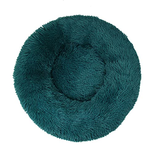 Lukery Hundebett Katzenbett Flauschig Rund aus Plüsch, Kuscheliges Donut Hundekissen und Katzenkissen Weiches Plüsch Hundeliege für Kleine, Mittelgroße und Große Haustiere (80CM,Limettenblau) von Lukery