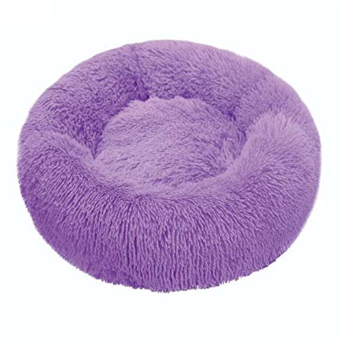 Lukery Hundebett Katzenbett Flauschig Rund aus Plüsch, Kuscheliges Donut Hundekissen und Katzenkissen Weiches Plüsch Hundeliege für Kleine, Mittelgroße und Große Haustiere (80CM,lila) von Lukery