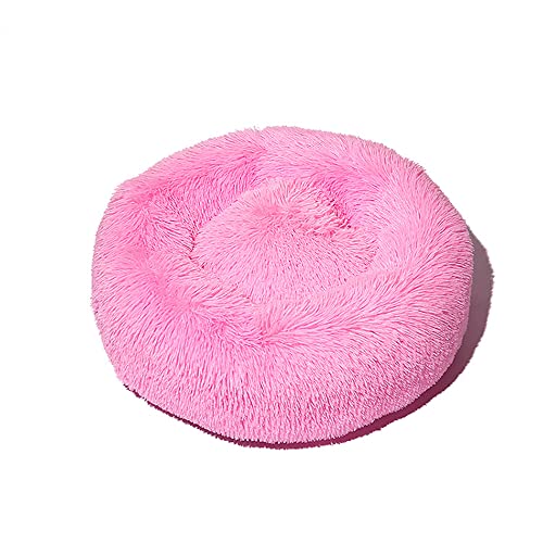 Lukery Hundebett Katzenbett Flauschig Rund aus Plüsch, Kuscheliges Donut Hundekissen und Katzenkissen Weiches Plüsch Hundeliege für Kleine, Mittelgroße und Große Haustiere (80CM,rosa) von Lukery