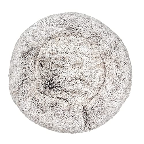 Lukery Hundebett Katzenbett Flauschig Rund aus Plüsch, Kuscheliges Donut Hundekissen und Katzenkissen Weiches Plüsch Hundeliege für Kleine, Mittelgroße und Große Haustiere (90CM,Kaffee) von Lukery